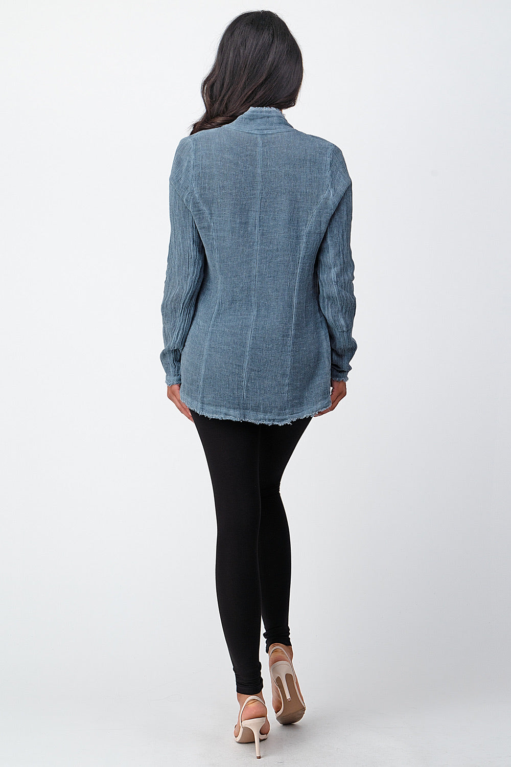 Italian Fringe Trim Jacket Top Raw Moda