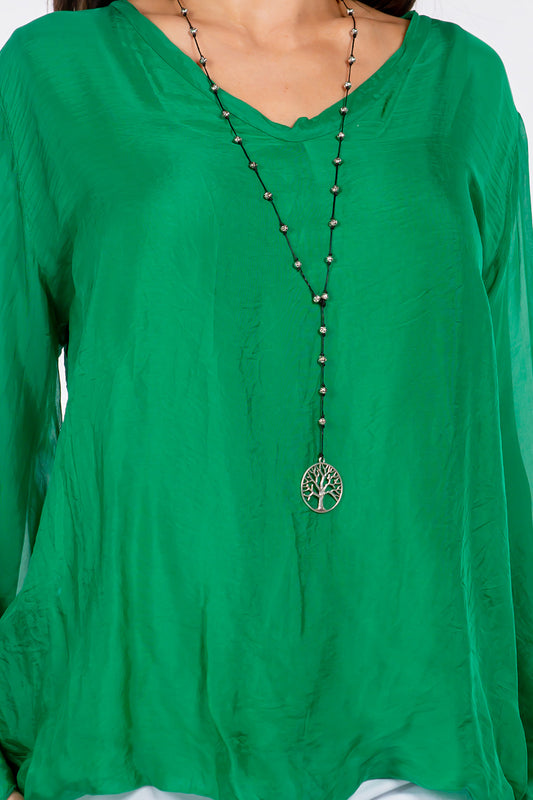 Raw Moda Italian SLIT Sleeves Silk Top Top Raw Moda