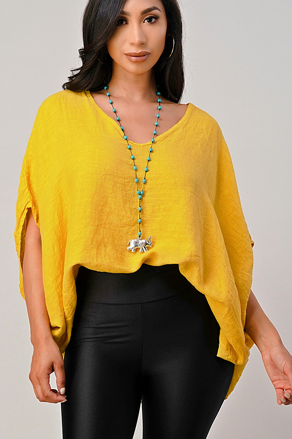 V Neck Linen Batwing Sleeves Top Clothing Accessories Raw Moda