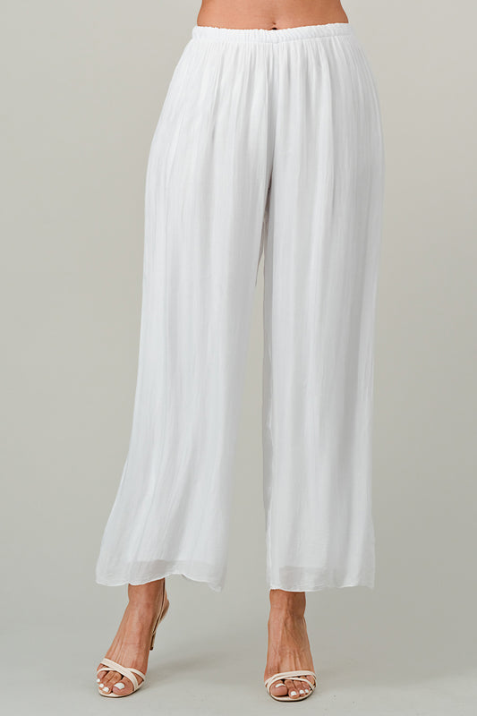 Raw Moda Italian Long Loose Silk Pants Bottom Raw Moda One Size White