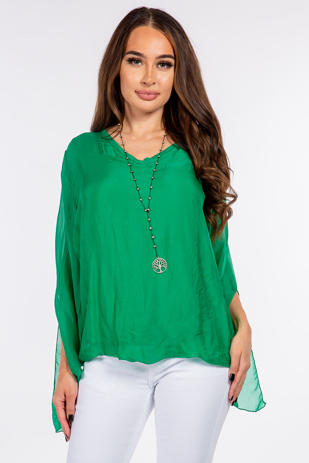 Raw Moda Italian SLIT Sleeves Silk Top Top Raw Moda