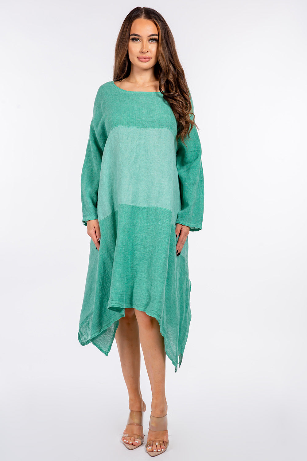 Raw Moda Linen Cotton Long Sleeves Dress Apparel & Accessories Raw Moda