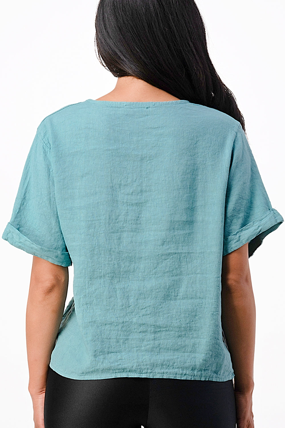 Raw Moda Italian Tie Front Linen Top Top Raw Moda