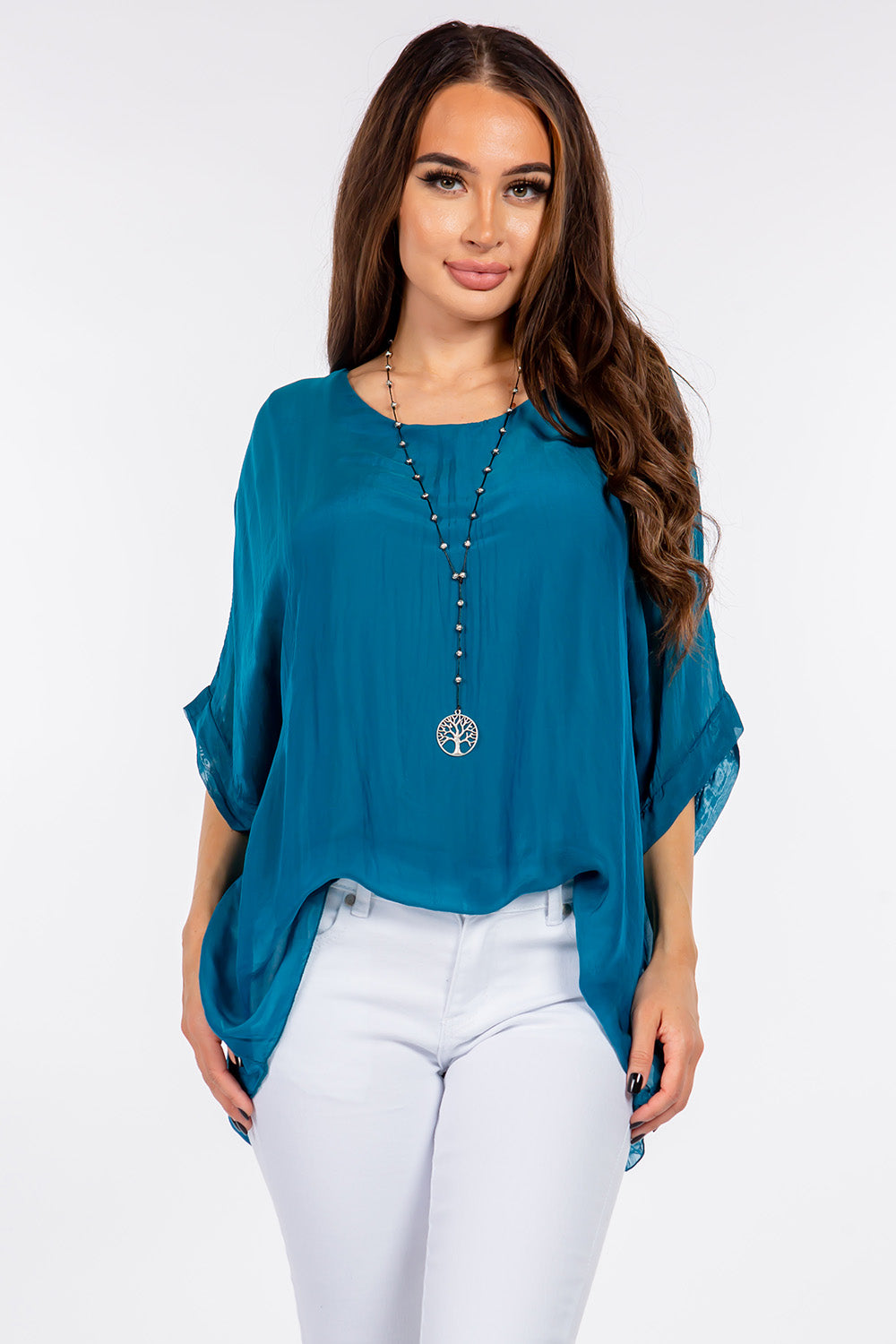 Italian Solid Silky Top Raw Moda Top Raw Moda