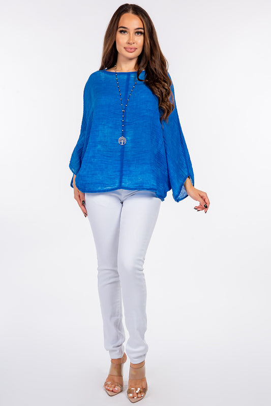 100% Cotton Washed Batwing Raw Moda Top Top Raw Moda