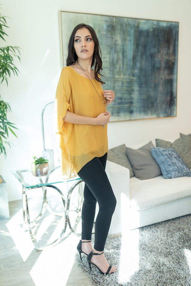 Italian Solid Silky Top Raw Moda Top Raw Moda