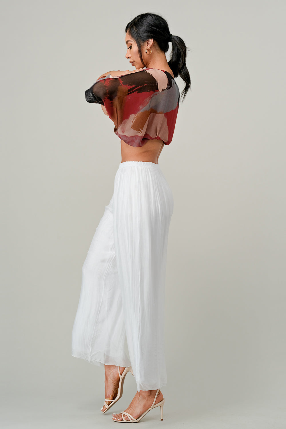 Raw Moda Italian Long Loose Silk Pants Bottom Raw Moda