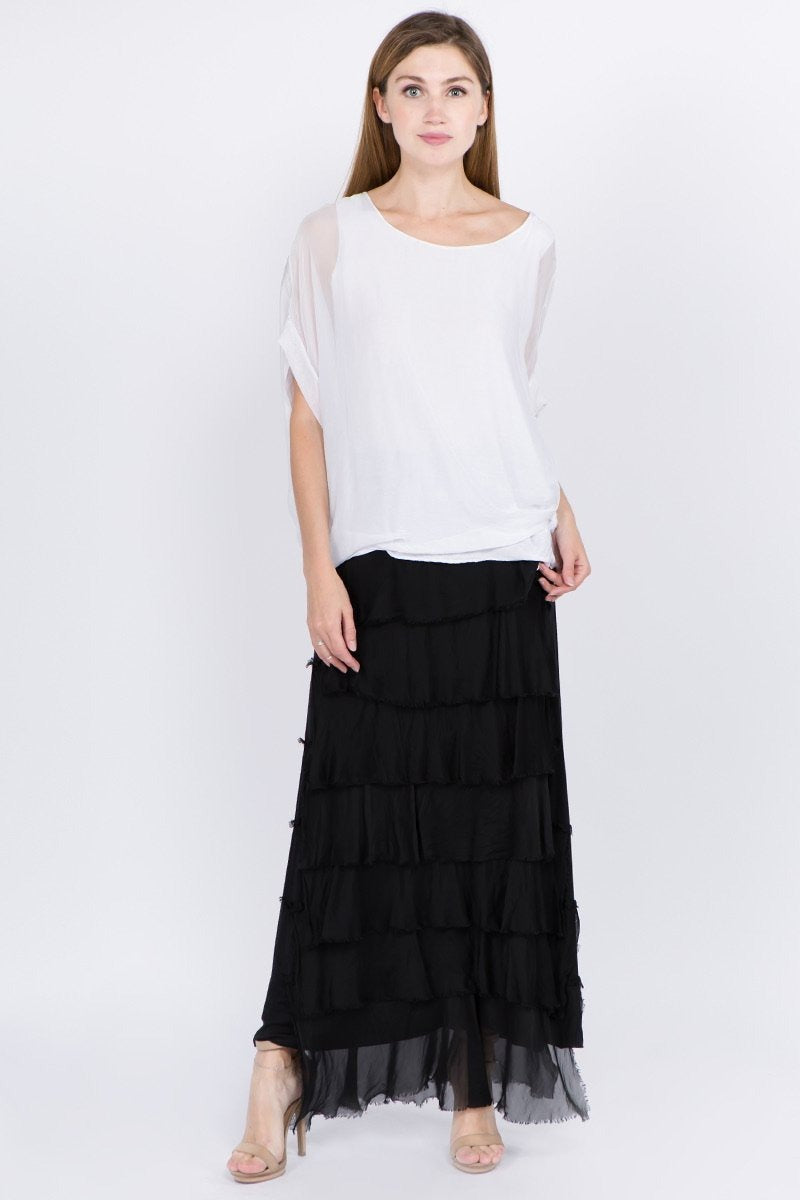 Layered Italian Raw Moda Maxi Skirt Bottom Raw Moda