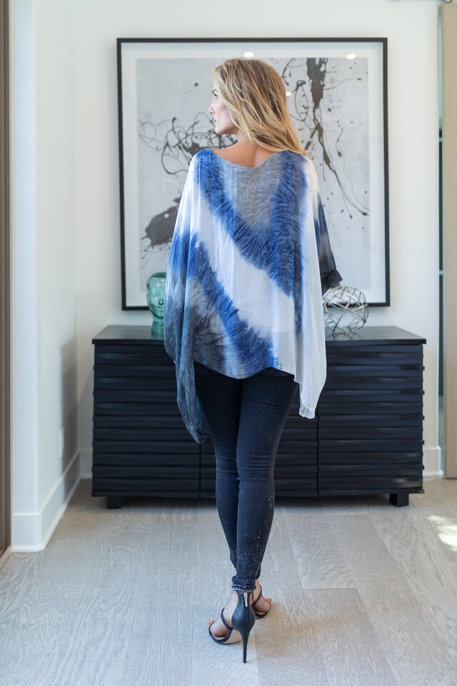 Italian Silk Tie Dye Raw Moda Top Top Raw Moda