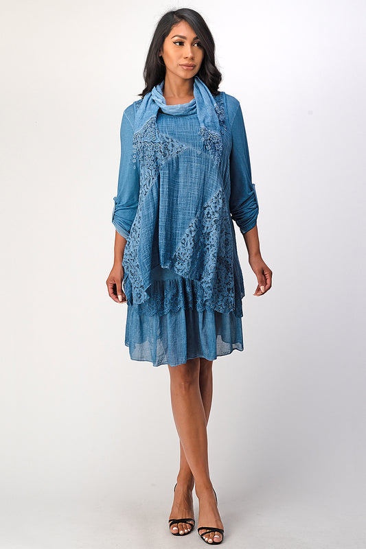 Raw Moda ItalIian 3 Pieces Lace Floral Dress Dress Raw Moda