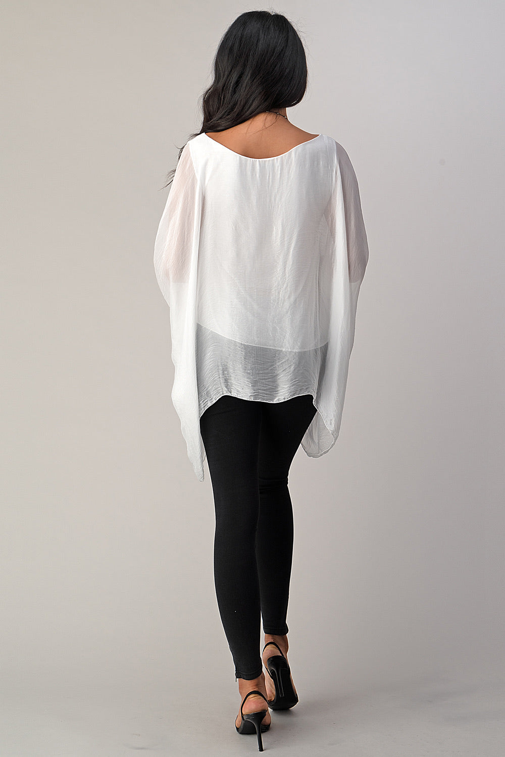Italian Plain Silky Raw Moda Top Waterfall Sides Top Raw Moda
