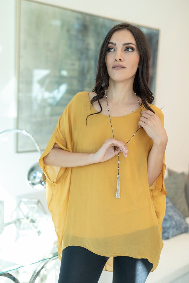 Italian Solid Silky Top Raw Moda Top Raw Moda