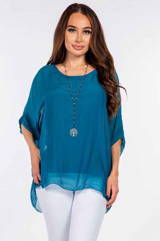 Italian Solid Silky Top Raw Moda Top Raw Moda