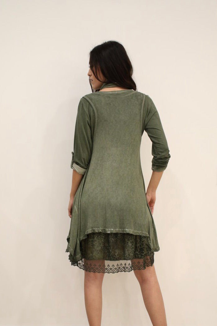 Trendy Knit Dress Scarf Leopard Print Valentina Dress Raw Moda
