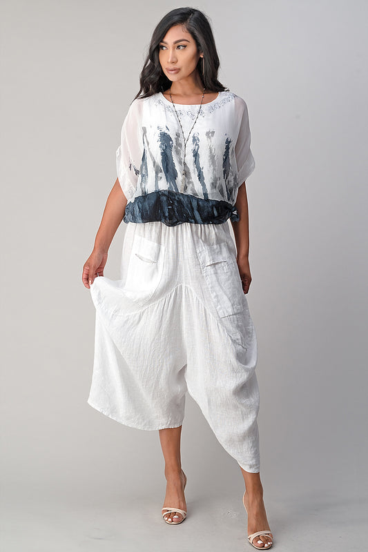 Raw Moda Italian Linen Pants Skirt Bottom Raw Moda