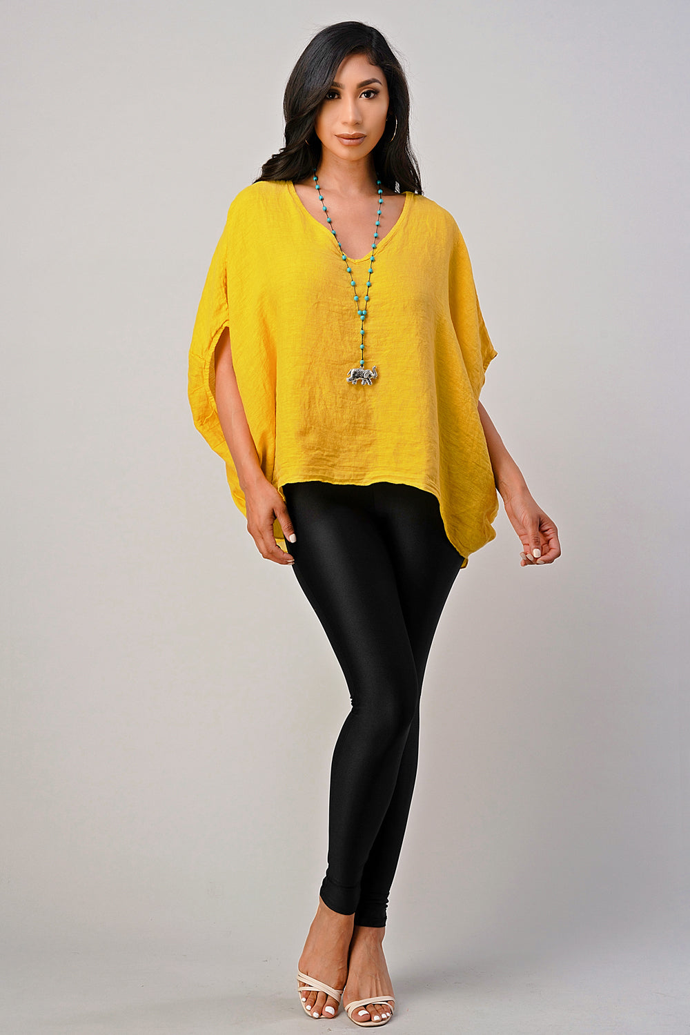 V Neck Linen Batwing Sleeves Top Clothing Accessories Raw Moda