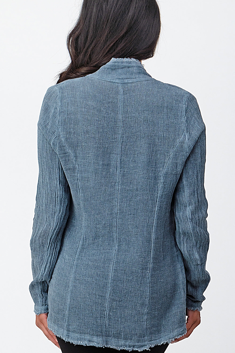 Italian Fringe Trim Jacket Top Raw Moda