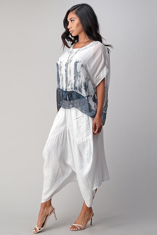 Raw Moda Italian Linen Pants Skirt Bottom Raw Moda