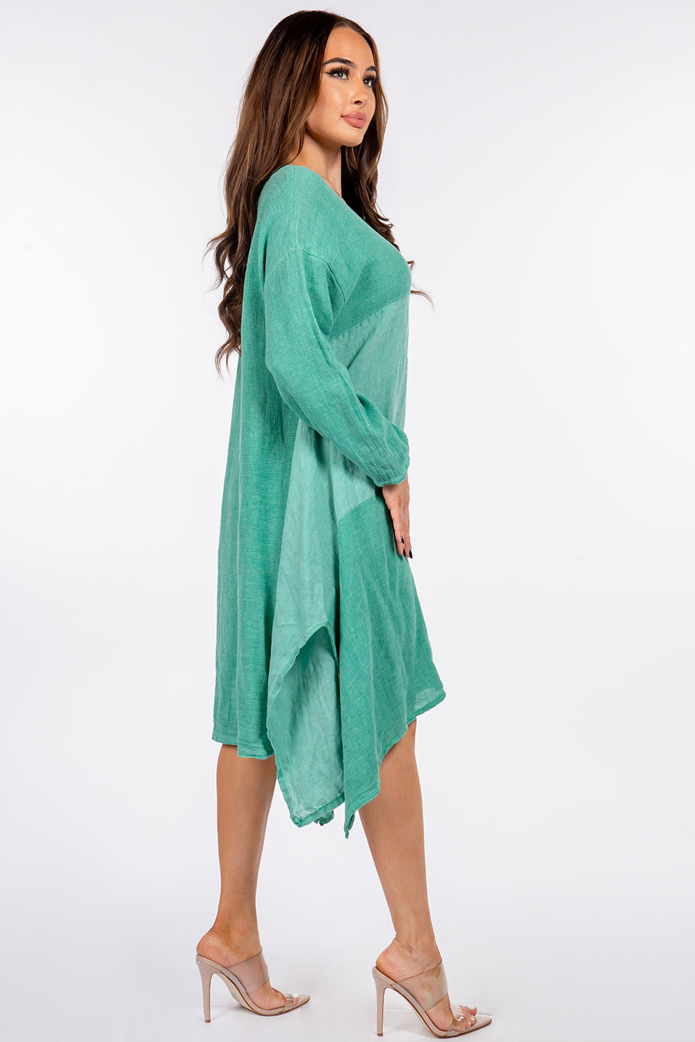 Raw Moda Linen Cotton Long Sleeves Dress Apparel & Accessories Raw Moda