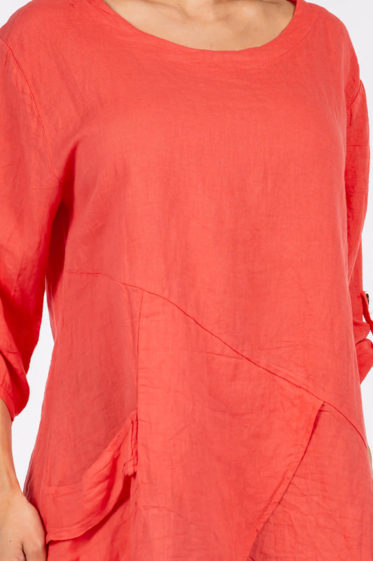 Raw Moda Single Pocket Linen Tunic Top Raw Moda