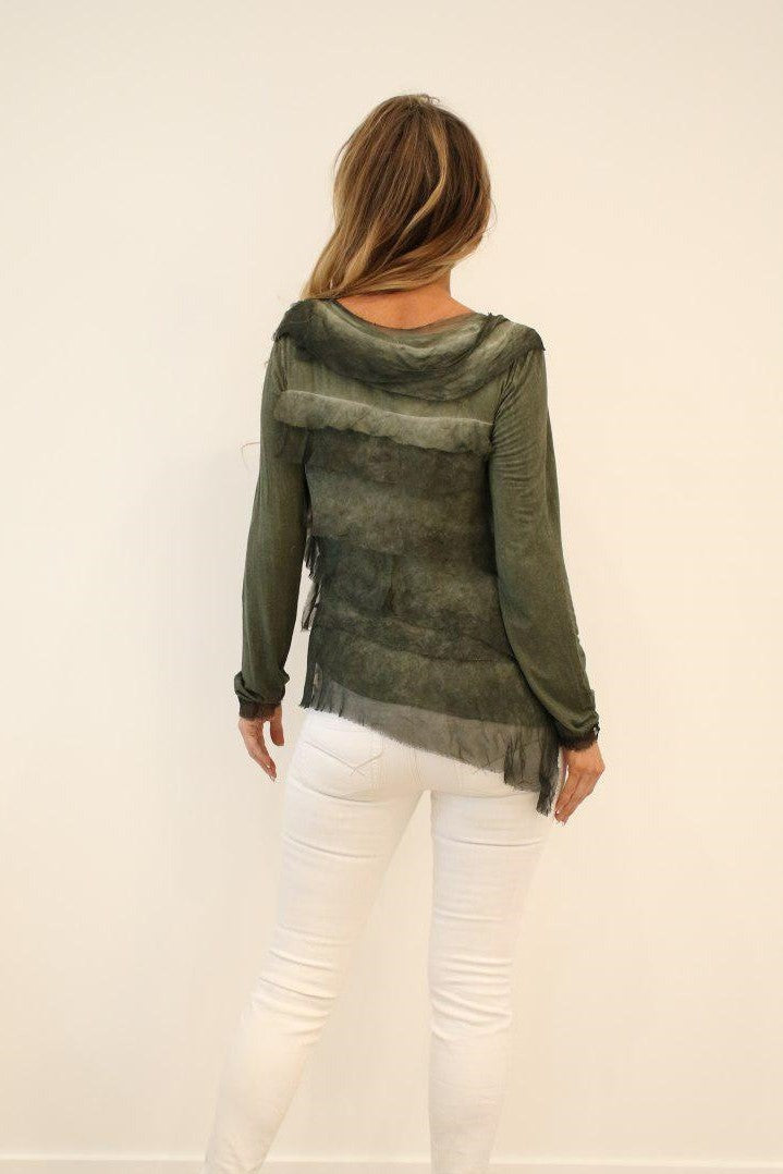Raw Moda Italian Ruffle Top Long Sleeves Top Raw Moda