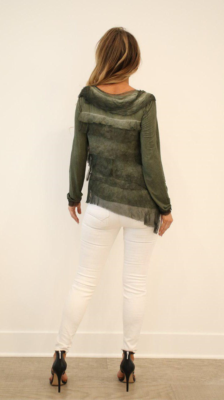 Raw Moda Italian Ruffle Top Long Sleeves Top Raw Moda