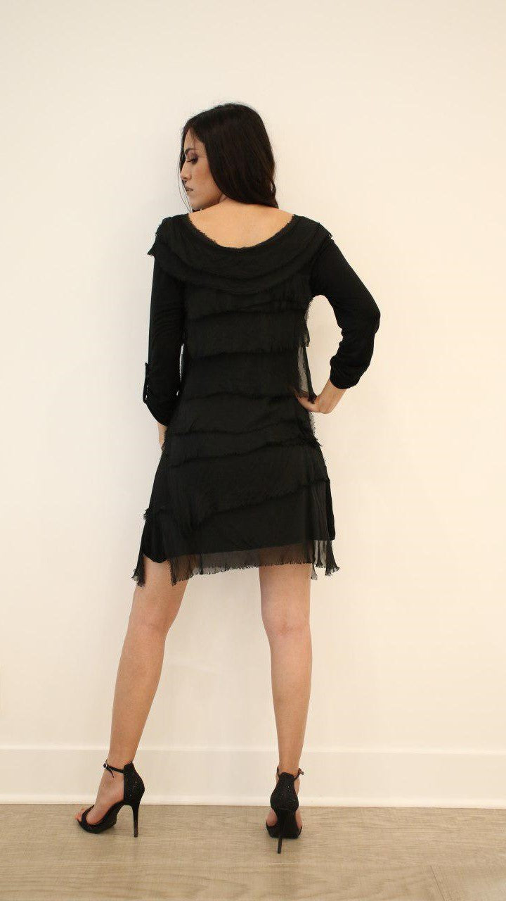 Raw Moda Italian Long Sleeve Ruffle Dress Dress Raw Moda