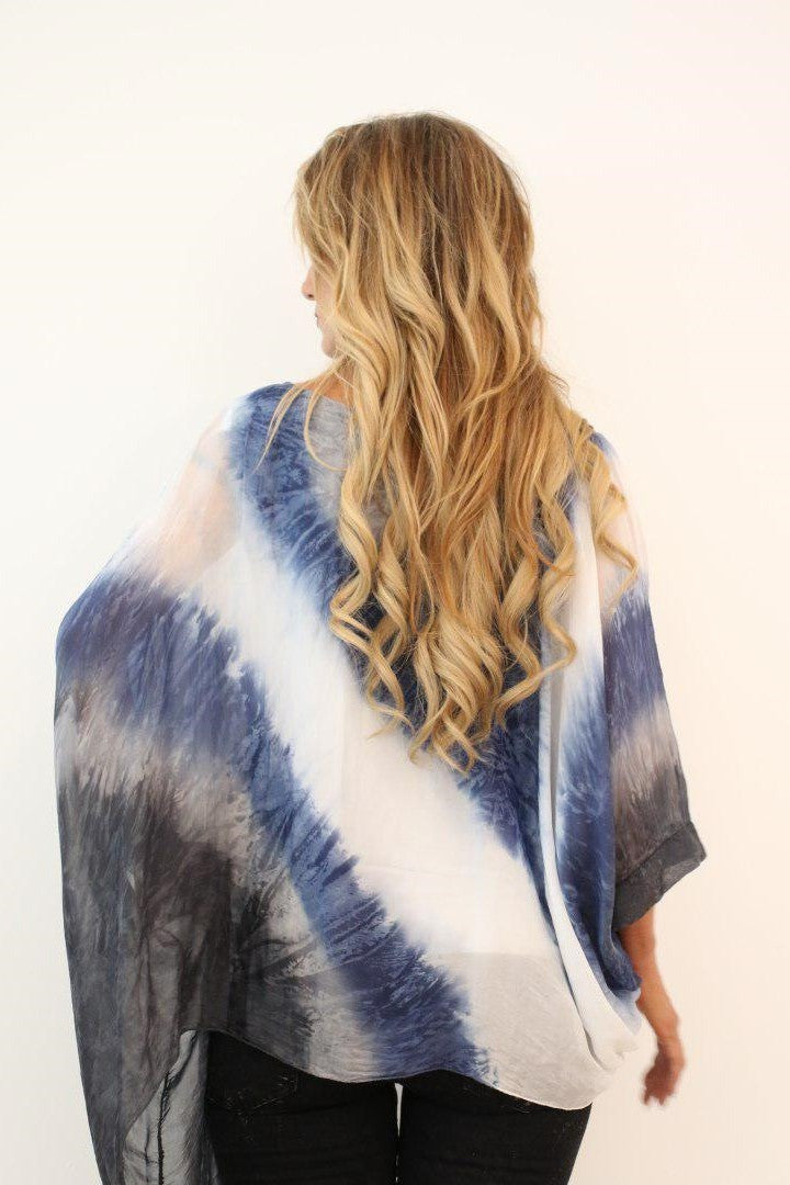 Italian Silk Tie Dye Raw Moda Top Top Raw Moda