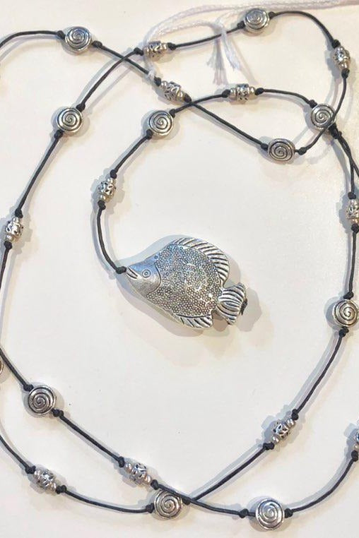 Silver Fish Long Necklace Necklace Raw Moda Silver