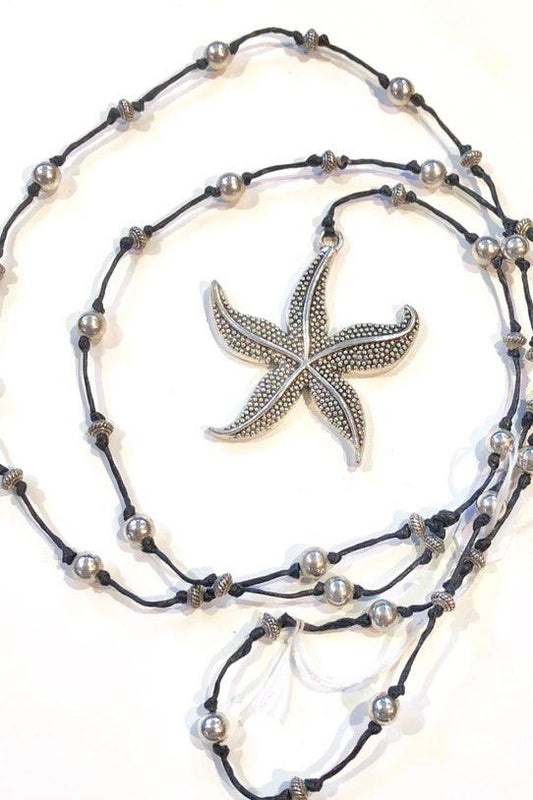 Silver Star Fish Long Necklace Necklace Raw Moda Silver