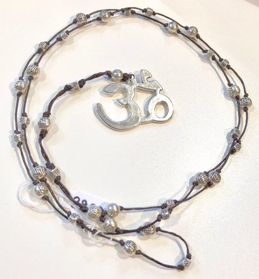 Silver Om Symbol Long Necklace Necklace Raw Moda Silver