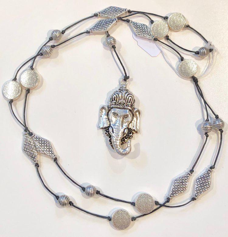 Silver Elephant Head Long Necklace Necklace Raw Moda Default Title