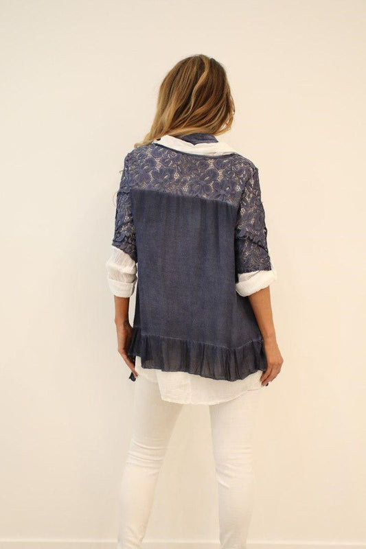 Italian Blouse Shirt Top Licia in Three Pieces Raw Moda Top Raw Moda