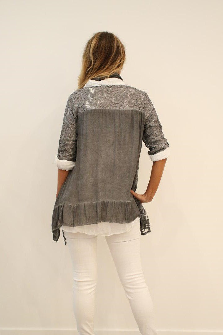 Italian Blouse Shirt Top Licia in Three Pieces Raw Moda Top Raw Moda