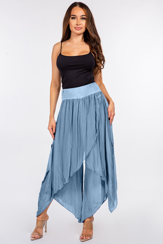 Raw Moda Silk Pants Skirt Bottom Raw Moda One Size Blue 