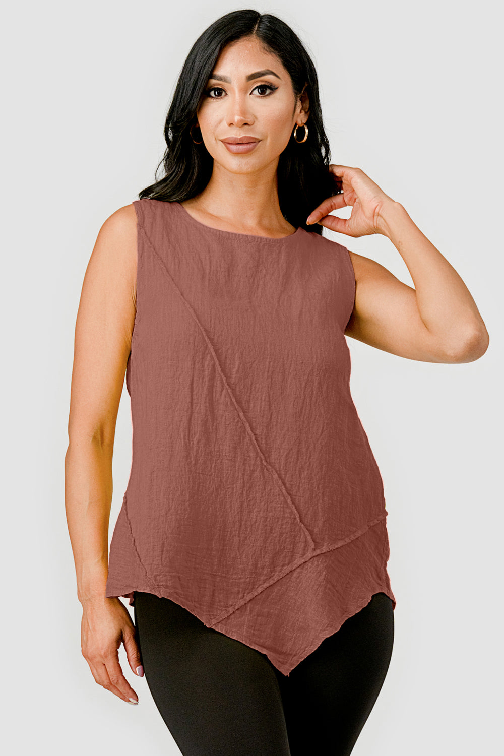 Aspen Organic Sleeveless Linen Top - Raw Moda