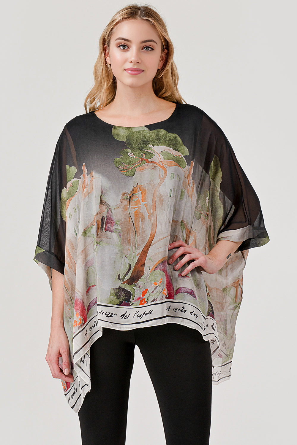 Raw Mode Love Tree Silk Top