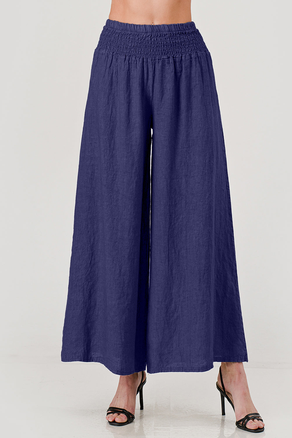 Crossover Wide Waist Linen Pants