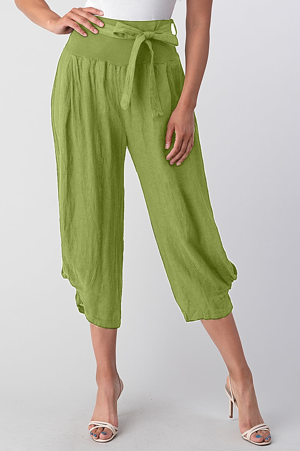 Raw Moda Puro Linen Pants With Belt - Raw Moda