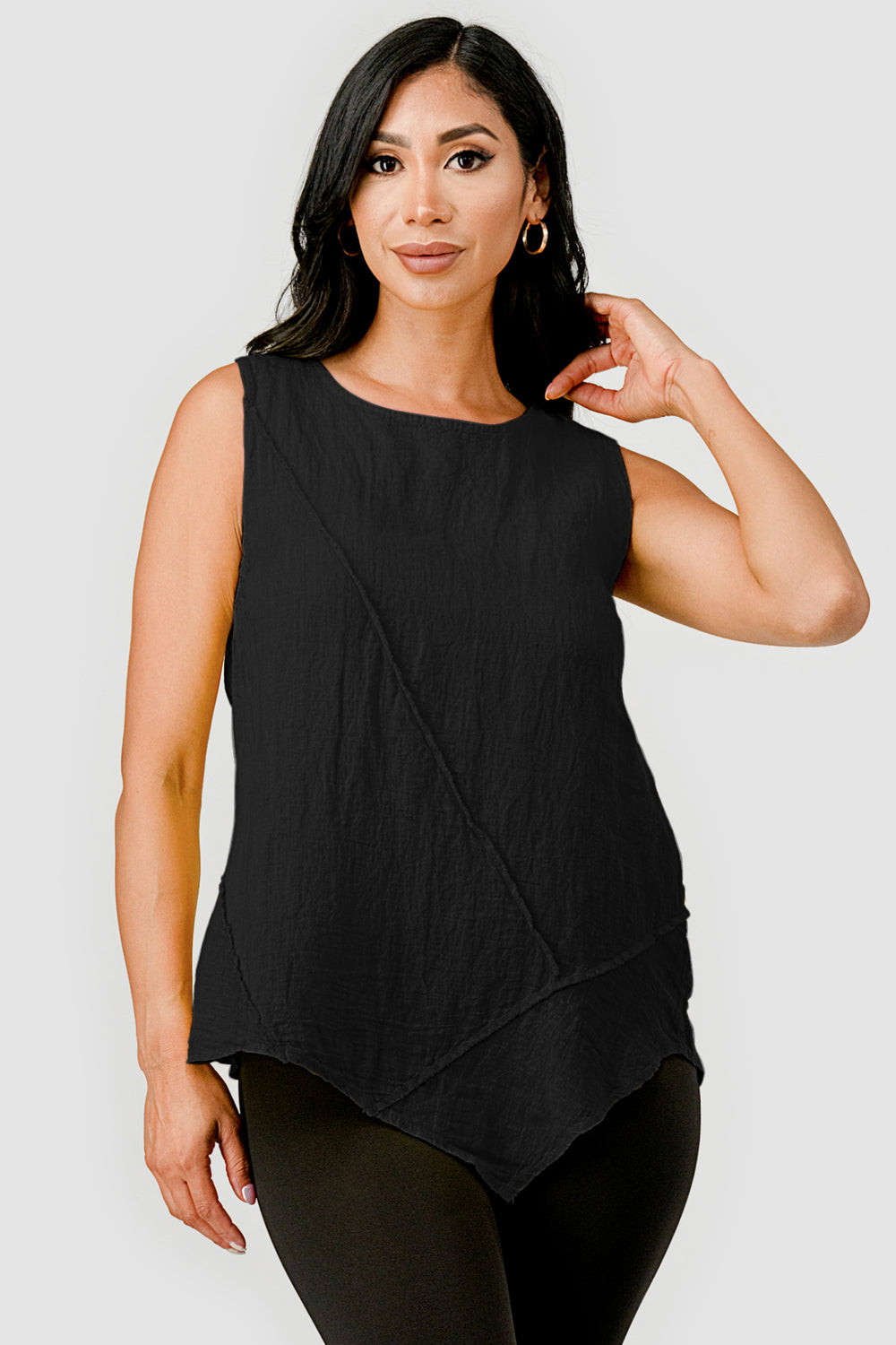 Aspen Organic Sleeveless Linen Top - Raw Moda