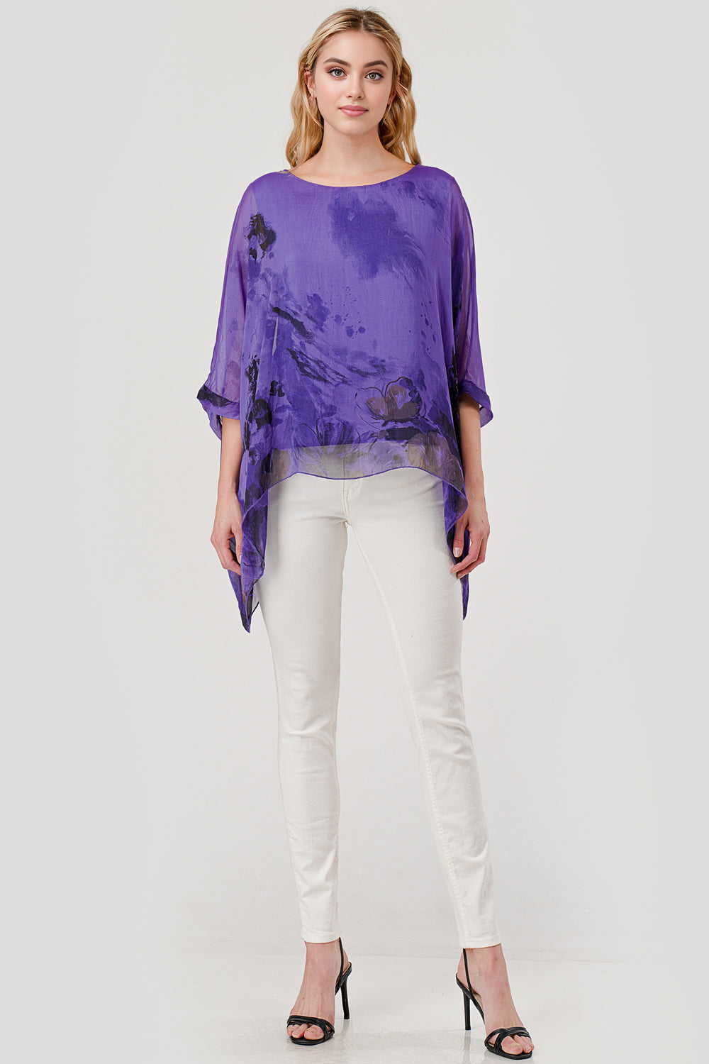 Italian Floral Raw Moda Silk Top