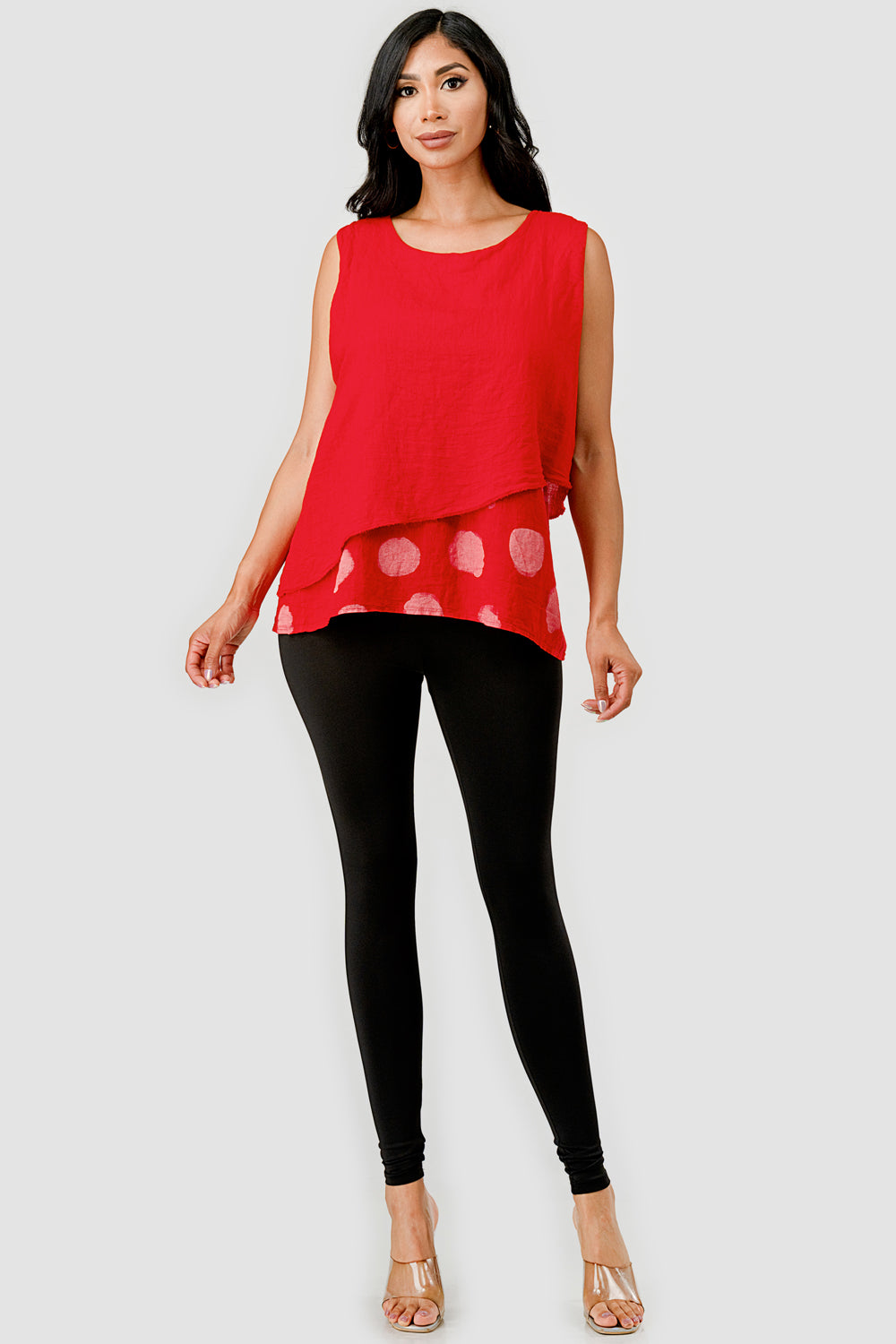Raw Moda 2 Layers Polka Dot Linen Top - Raw Moda