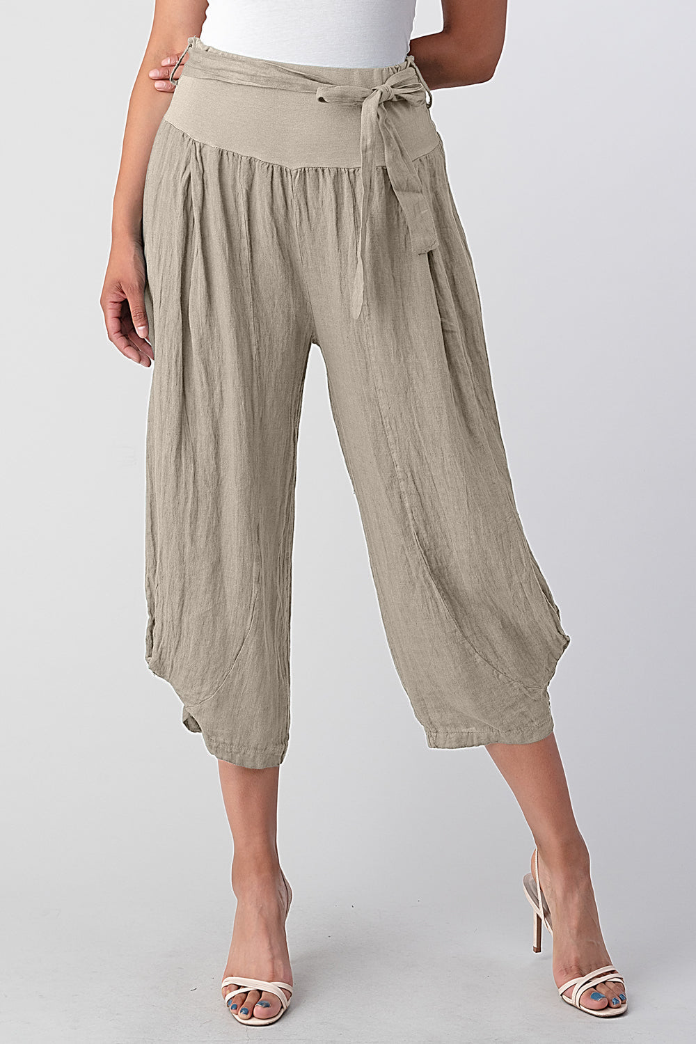 Raw Moda Puro Linen Pants With Belt - Raw Moda