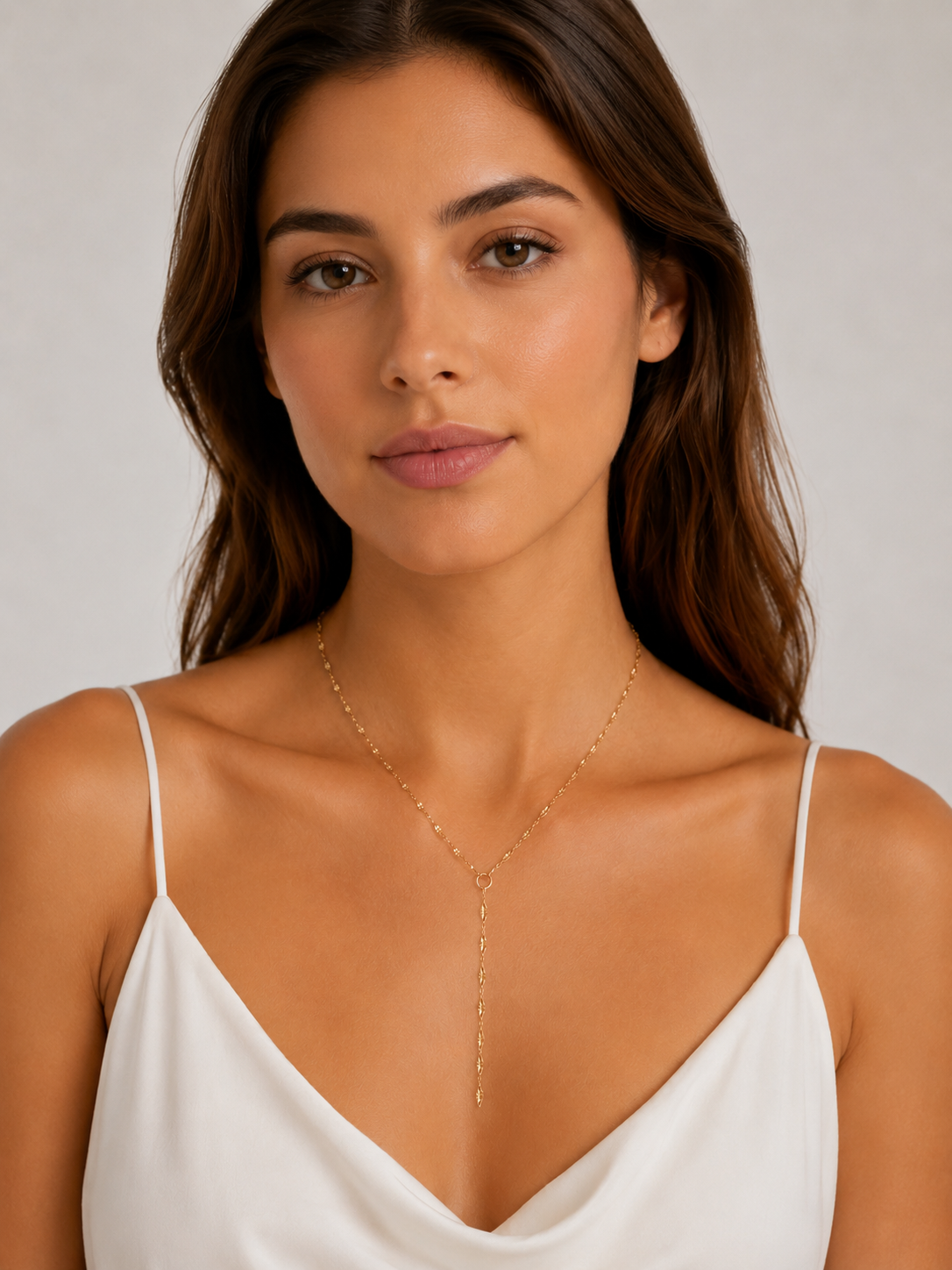Lariat Lip Texture Chain Necklace