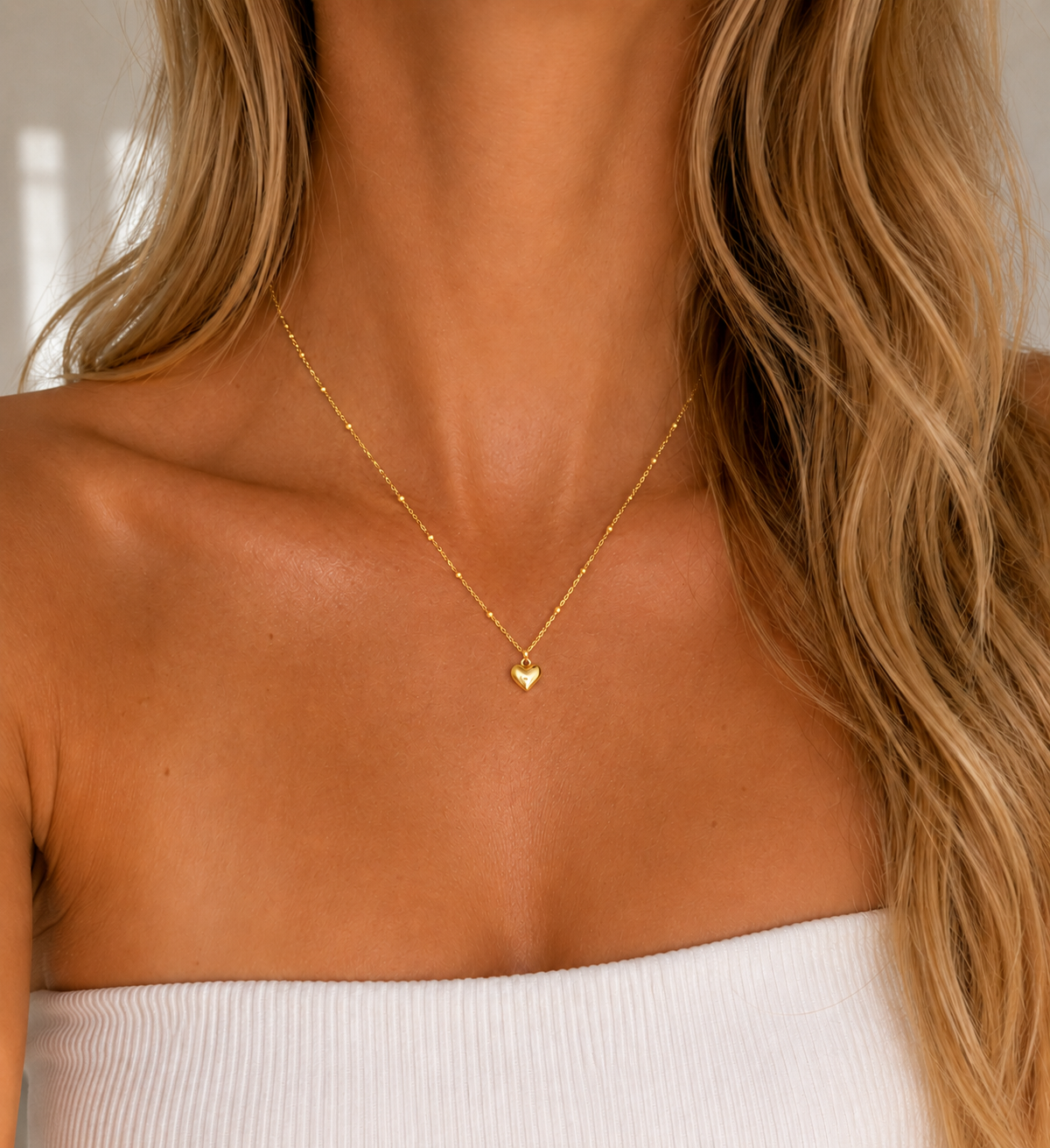 Heart with Ball Chain Necklace