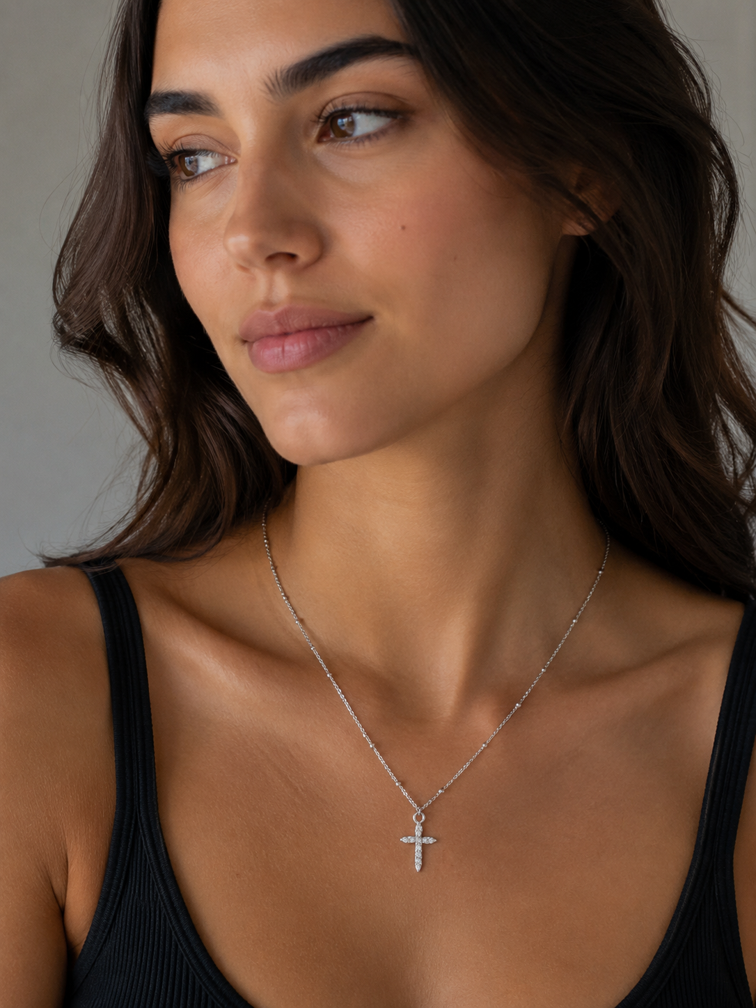 Mini Cross Ball Chain Nekclace