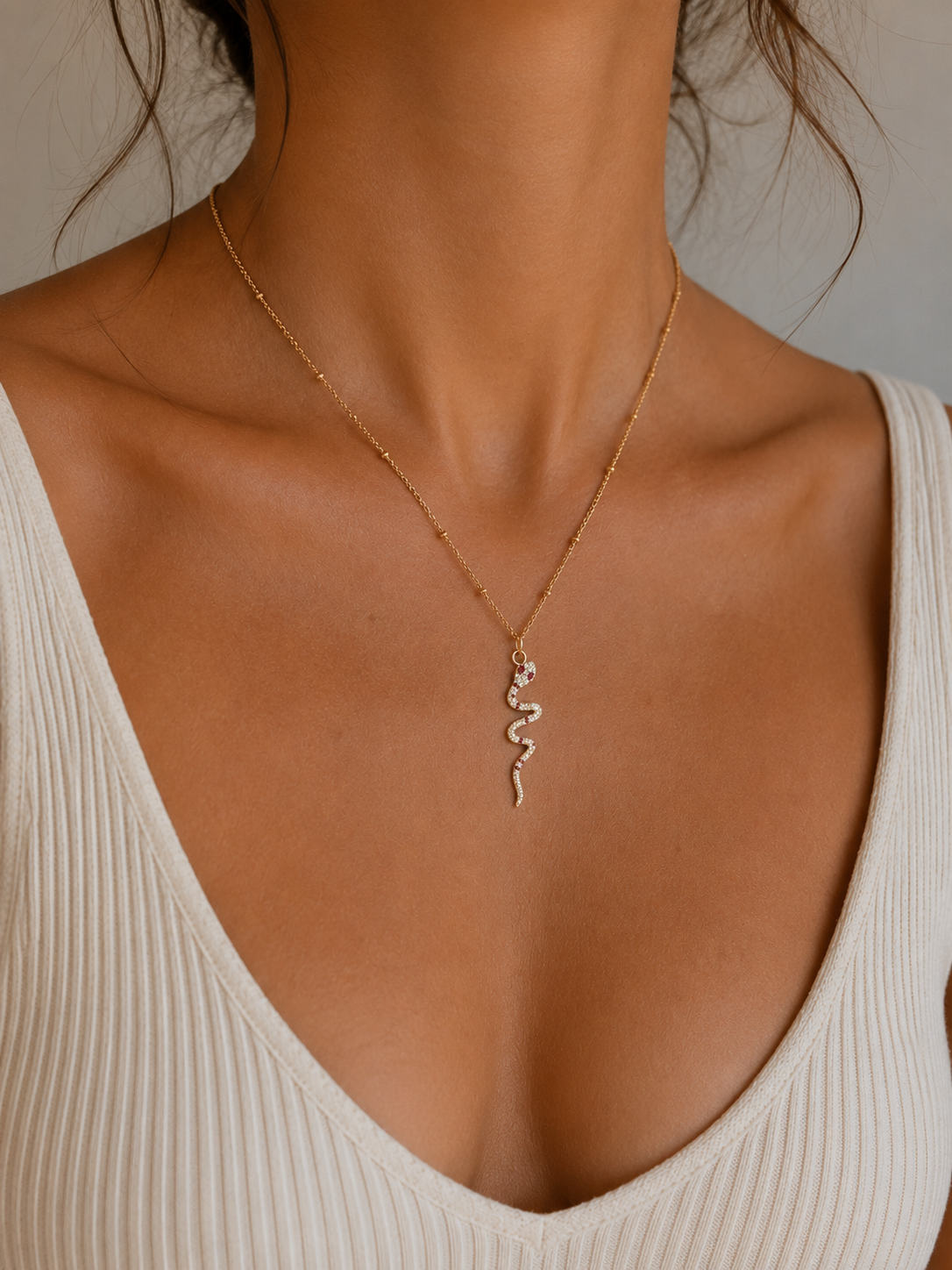 Snake Ruby Eye Necklace