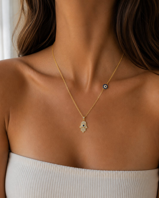 Hamsa with Evil Eye Charm Necklace