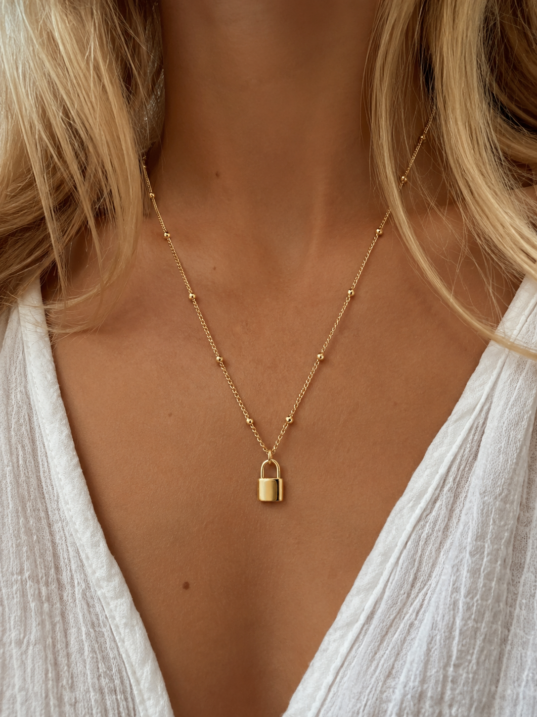 Lock Ball Chain Necklace