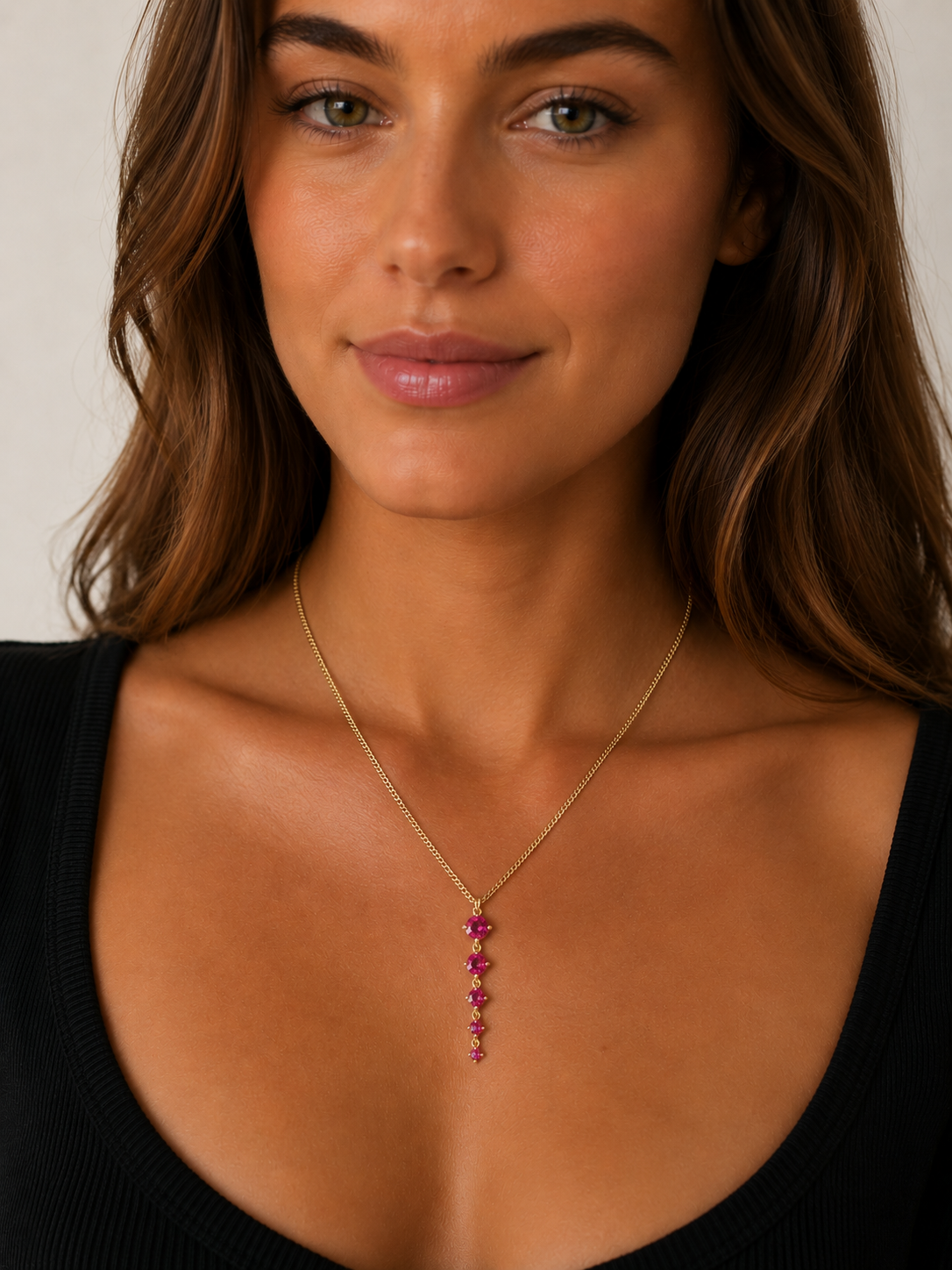 Tennis Five Links Thin Curb Chain Necklace